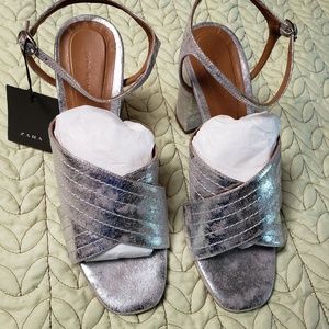NWT Zara Silver Open Toe High Heel